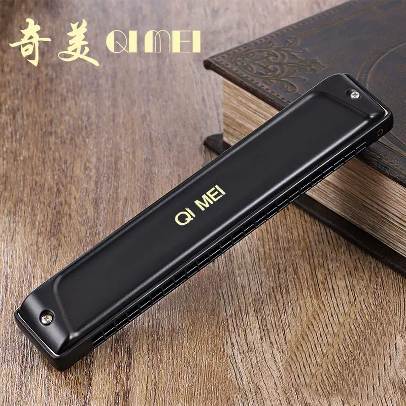 奇美黑霸王哑光黑24孔初学者学生用成人专业演奏级复音C调口琴