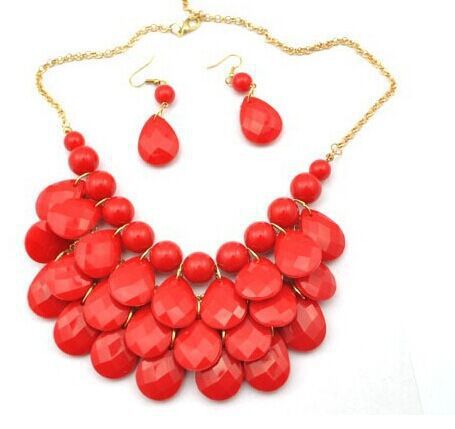 100g Weight Jewelry Set Classification Earrings + Necklace Quantity Holiday, Daily Occasion Alloy, Plastic, Resin Material Water Droplets Pattern Women's Gender Plating Design Lady Style Lady Water Droplets Alloy Plastic Resin Plating Women's Jewelry Set 4