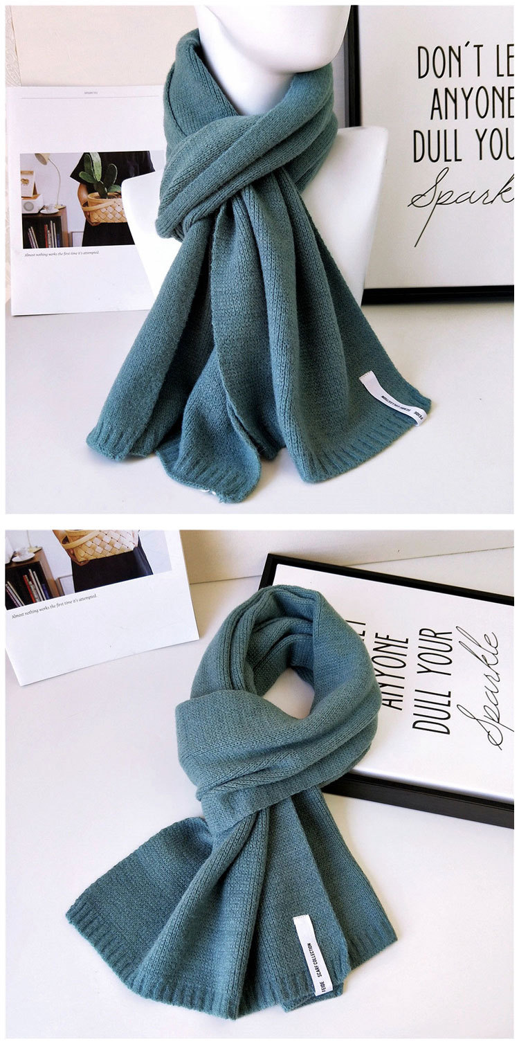Solid Color Scarf Female Winter Long Thick Couple Knitted Wool Fashion Scarf Student Warm Scarf display picture 7