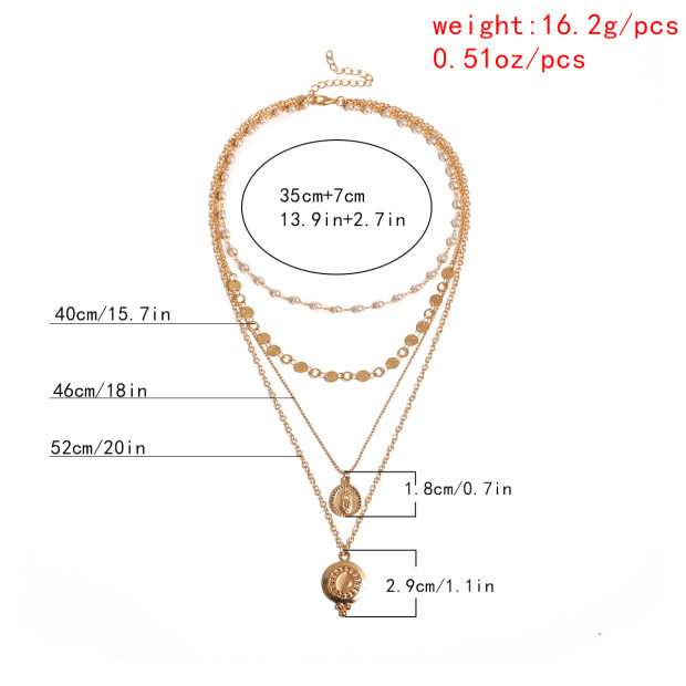 Imitation Pearl Scallop Cross Item Creative Eye Geometry Personality Portrait Necklace display picture 20