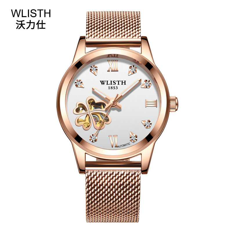 Wallace fashion petty bourgeoisie women's watch hollow-out automatic mechanical watch Korean version steel band watch student women's watch wholesale