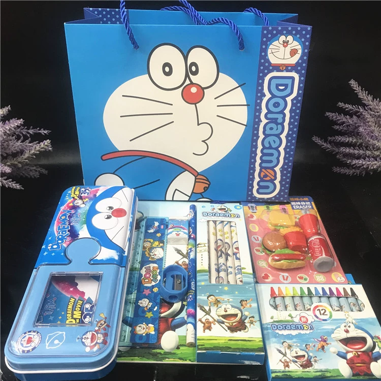 Набор канцелярских принадлежностей с мультфильмом (Hello Kitty) — двусторонний пенал, 12 цветов карандашей, подарок детям
