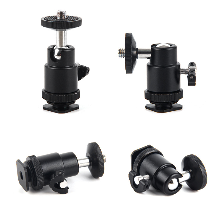 现货金属热靴小云台 1/4螺丝接口万向球型云台/支架 摄影灯支架