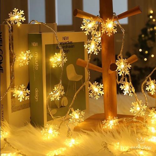 厂家直供led雪花灯串浪漫电池盒庭院布置闪灯串圣诞节日ins装饰灯
