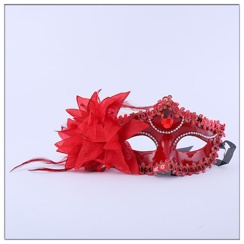 Small pointed-edge trim half-face children's mask for Christmas Eve, unisex Venetian-style side-floral glittery masks—wholesale