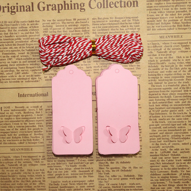 纯色蝴蝶镂空吊牌4*9cm创意婚庆派对礼品标识手绘卡彩色吊牌标签|ms