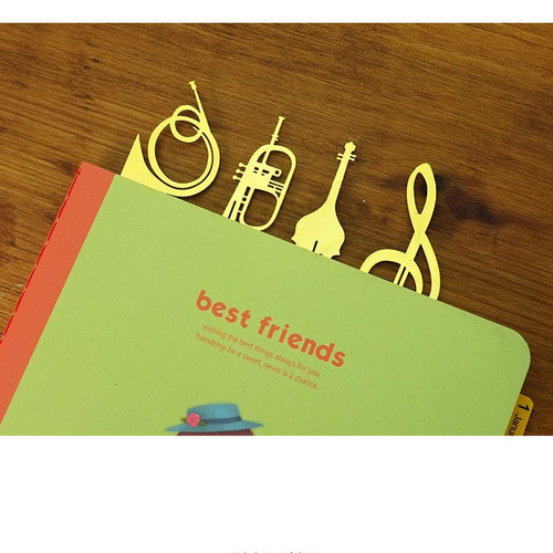 Beautiful note musical instrument bookmark hollow metal creative trumpet/violin/horn/note bookholder