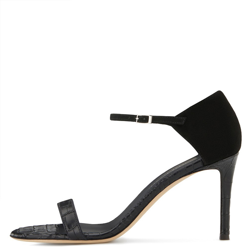 Fashionable black belt heels