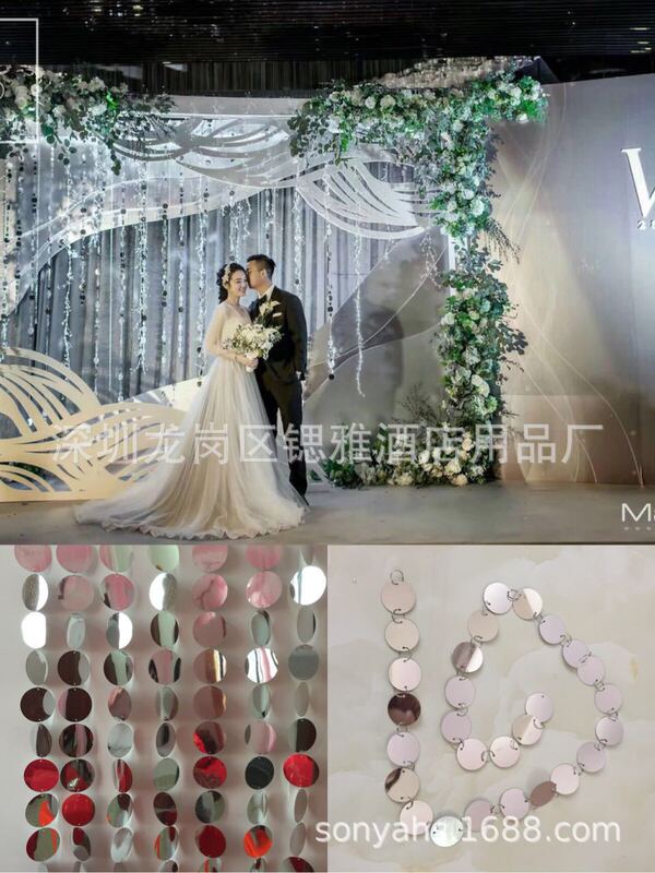 Golden Silver Sequin Curtain Metal Curtain Fengshui Curtain Door Curtain Stainless Steel Curtain Wedding Bead Curtain Electroplated Bead Curtain Sequin String