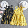 Summer clothing, dress, children's skirt, lace hat sleevless, 2021 collection, floral print