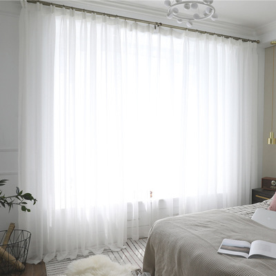 軒沫 ins風北歐風簡約現代紗簾白紗客廳臥室遮光窗簾窗紗廠家直銷