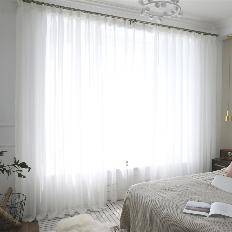 軒沫 ins風北歐風簡約現代紗簾白紗客廳臥室遮光窗簾窗紗廠家直銷
