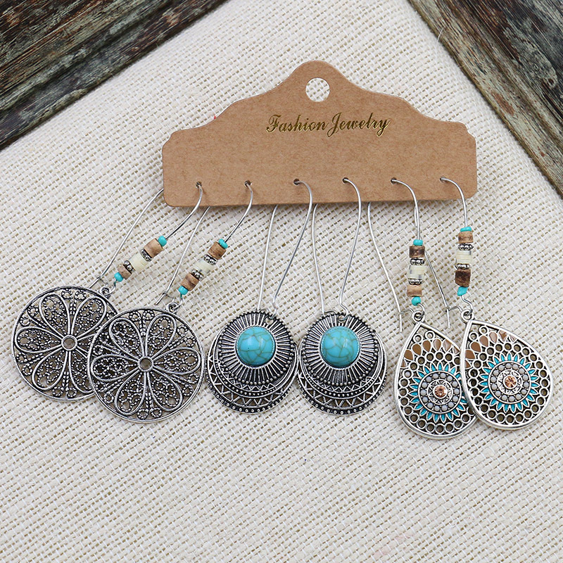Alloy Ear Needle Material 1 Set Bohemian Geometric Plating Alloy Drop Earrings