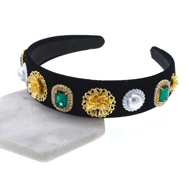Baroque headband Star diamond-embedded gem geometric petals vintage pearl leaf ball nightclub personalized headband