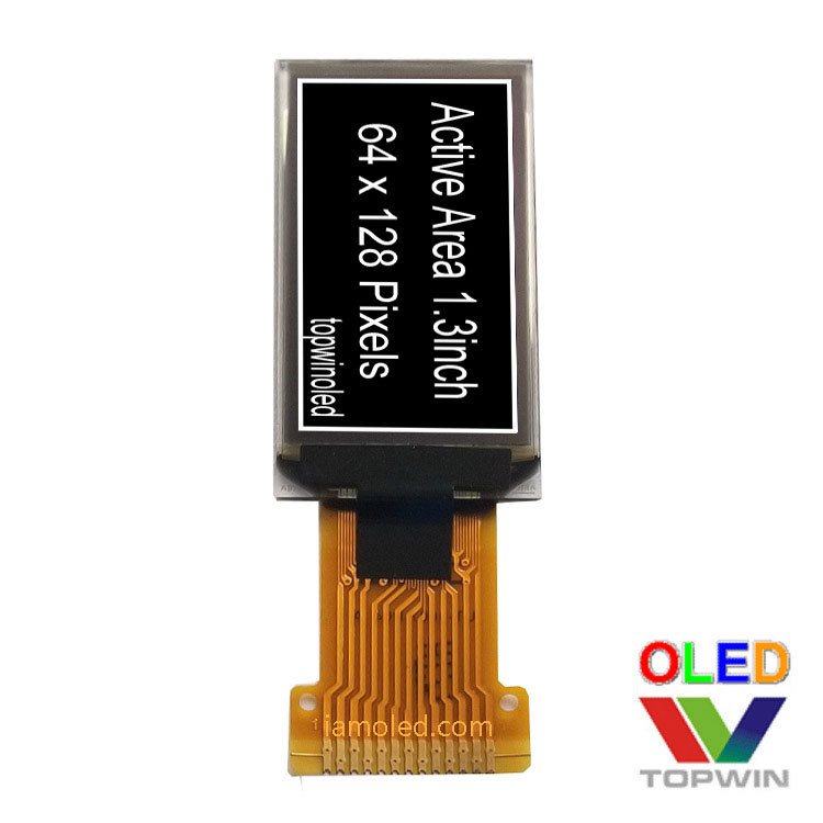 1.3英寸白光竖屏oled液晶显示屏64x128厂家topwin拓微推荐白色