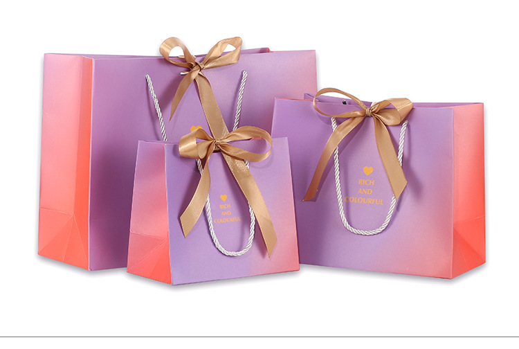 Bolso de empaquetado degradado púrpura bolsa de regalo degradado tienda de ropa bolso bolsa de papel bolsa de regalo con logotipo impreso