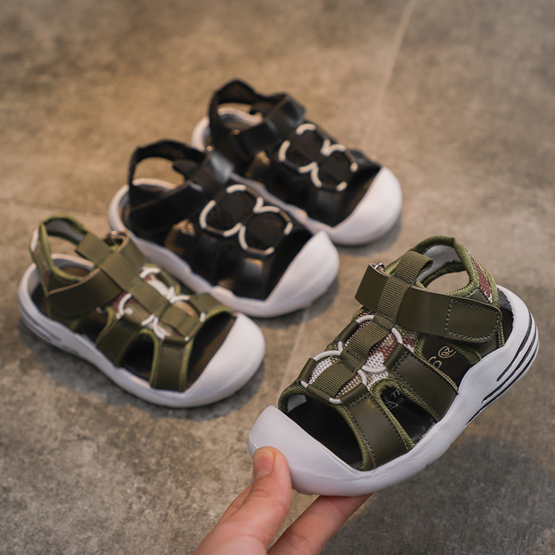 睿足春夏新款兒童涼鞋魔術貼男童拖鞋超輕女童涼拖鞋防滑韓版