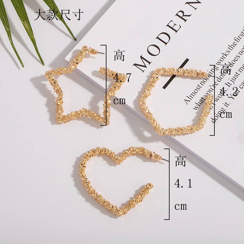 Exaggerated New Geometric Creative New Ore Crystal Peach Heart  Earrings Wholesale display picture 10