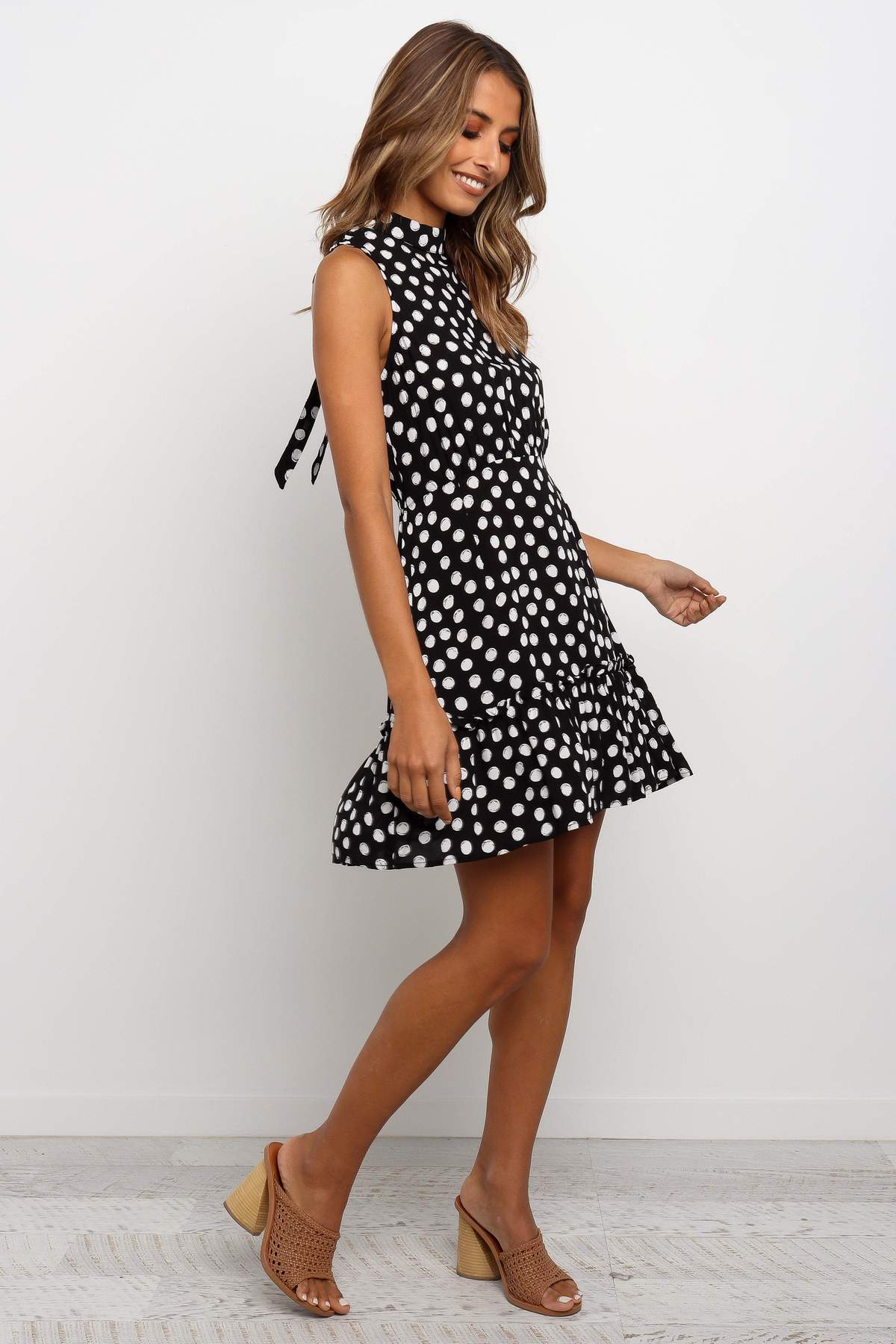 polka dot ruffle dress Nihaostyles wholesale clothing vendor NSJRM72238