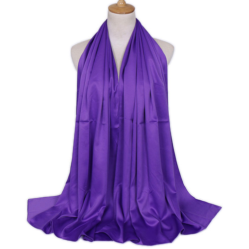 Popular curled solid color satin women's solid color silk scarf Satin solid color silk satin scarf scarf YW93