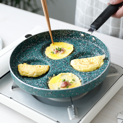 Medical stone non-stick pan four-hole omelette pan egg dumpling pan waffle mold 24cm multi-function frying pan