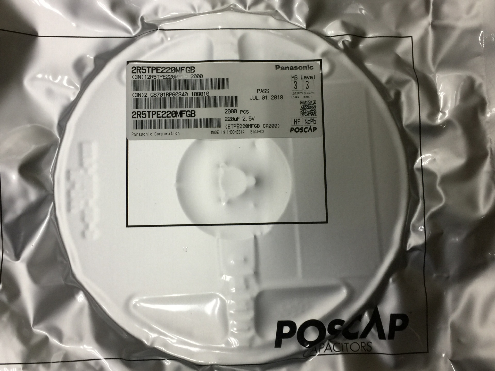 现货供应Panasonic固态钽电容2R5TPE220MFGB