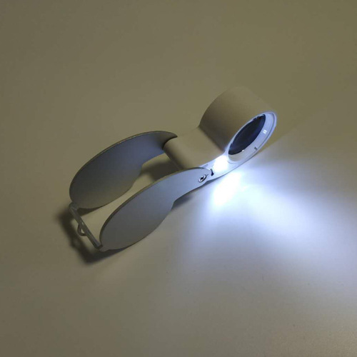 21011 Handheld folding 6-shaped portable craft gift jewelry, jade, porcelain identification with LED light magnifying glass