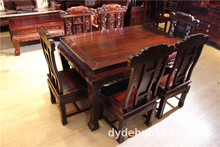 印尼黑酸枝餐桌餐椅组合长方形西餐桌红木吃饭桌精品餐桌一桌六椅