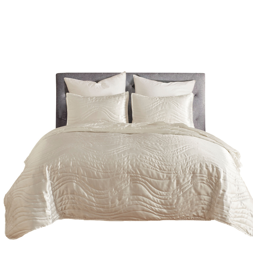 亚马逊速卖通ebay跨境货源仿真丝床盖三件套标准尺寸家纺外贸床品