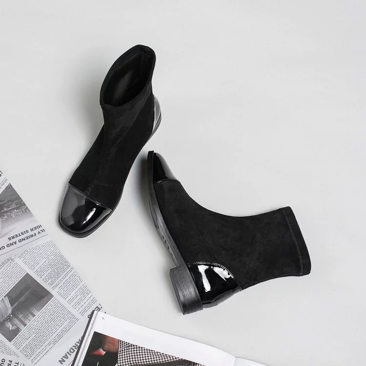Autumn elastic knitted socks, low boots, internet celebrity