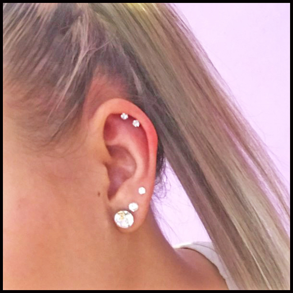 Retro Geometric Stainless Steel Ear Studs Inlay Zircon Stainless Steel Earrings 1 Piece