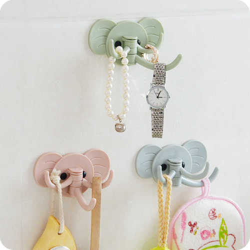 Creative elephant hook sticky hook three-hook nail-free door hook kitchen wall hanging bathroom wall traceless sticky hook