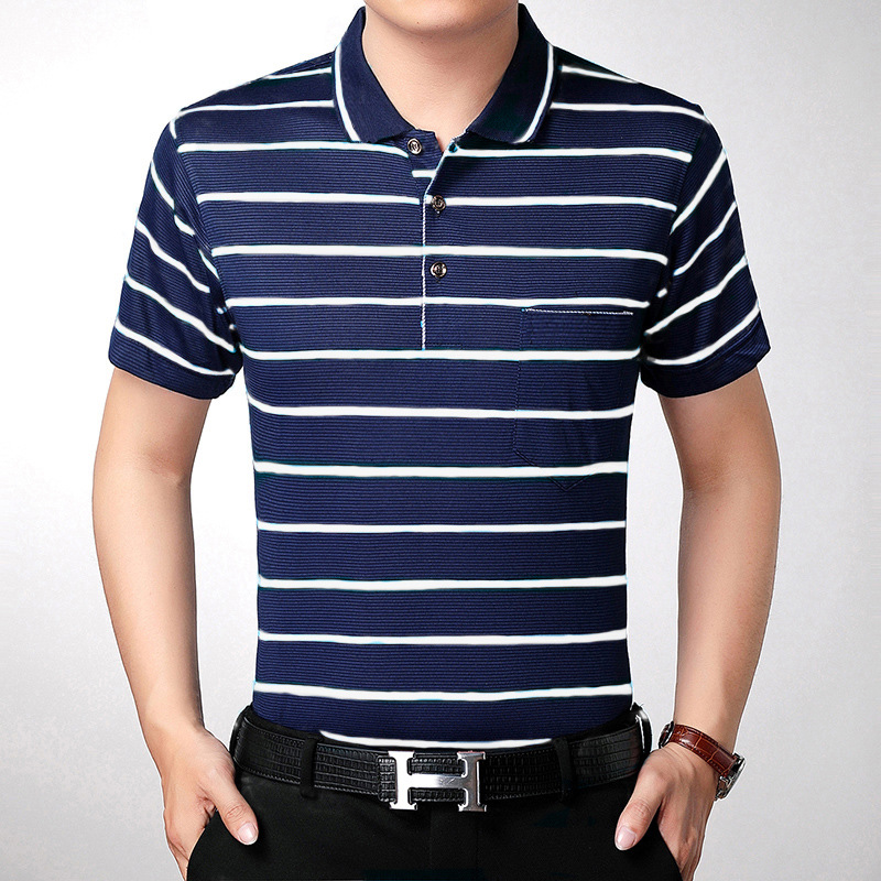 一件代发清仓青中年男士翻领短袖T恤爸爸装夏季棉宽松大码POLO衫|ru