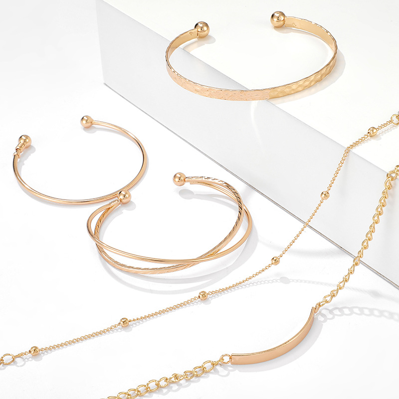 Personalized Retro Metal Water Wave Bracelet Bracelet Set 5 Piece Set wholesales fashion