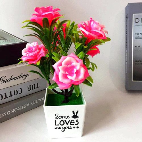 Home decoration ornaments simulated plants 7 roses bonsai potted plants factory low price direct selling fake flowers