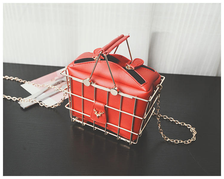 New Fashion Small Box Metal Basket Messenger Chic Women's Chain Handbag display picture 7