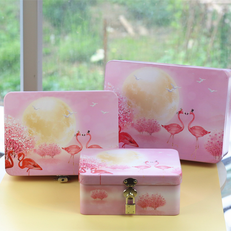 Caja de hierro con cerradura papelería creativa caja de dinero Mini caja de hierro de metal caja de almacenamiento caja de contraseña caja de almacenamiento conjunto de tres piezas