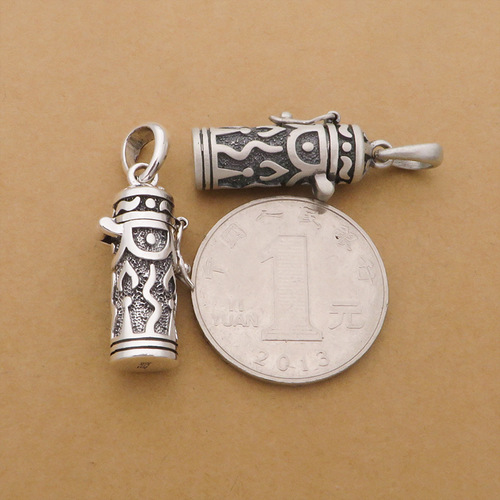 s990 Pure Silver Jewelry Personalized Simple Thai Silver Men and Women Mini Shurangama Mantra Gawu Box Sutra Pendant Pure Silver Pendant