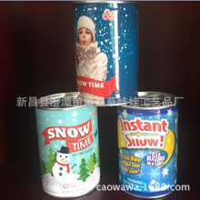 出欧美检测认证人造雪易拉罐 DIY罐装道具雪花圣诞节创意桌面礼品