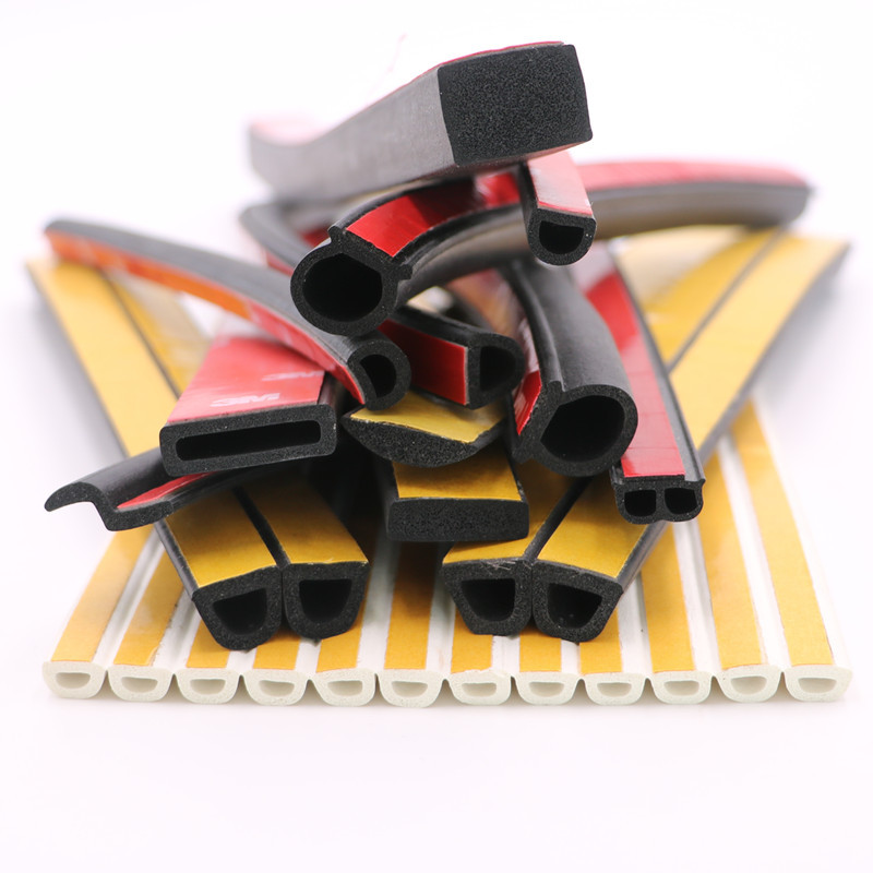 三元乙丙D型半圆空心 配电箱柜门防撞震防水 自粘橡胶海绵密封条