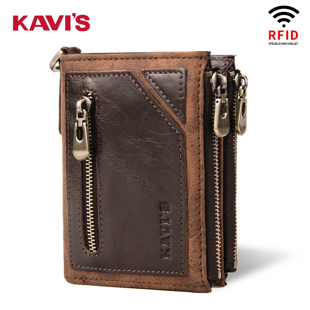 KAVIS men's wallet crazy horse leather r...