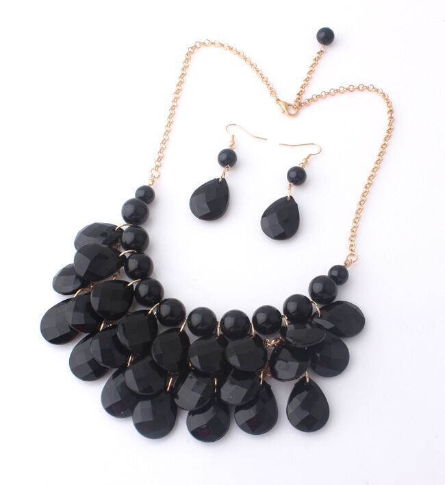 100g Weight Jewelry Set Classification Earrings + Necklace Quantity Holiday, Daily Occasion Alloy, Plastic, Resin Material Water Droplets Pattern Women's Gender Plating Design Lady Style Lady Water Droplets Alloy Plastic Resin Plating Women's Jewelry Set 7