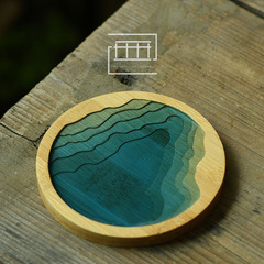 創意小重山圓形竹製杯墊 功夫茶道配件茶杯托 日用餐具隔熱碟批發