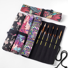 Gouache brush curtain large-capacity brush bag multi-functional watercolor canvas makeup brush storage bag oil painting scroll pen bag