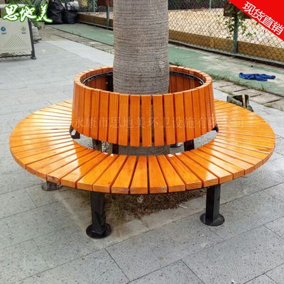 公园塑木树围椅实木围园凳 学校围树椅子定制厂家批发