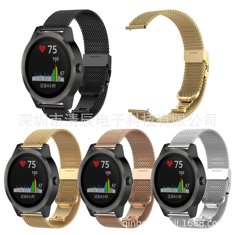 for Garmin vivoactive3 vivomove hr Butterfly Buckle Milan Stainless Steel Strap