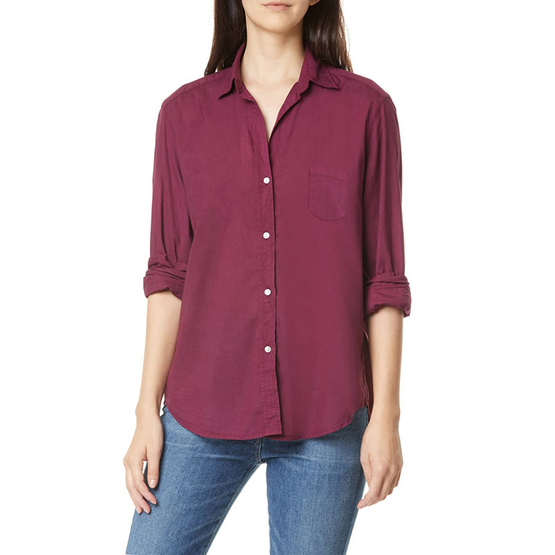 Casual Solid Color Long-Sleeved Breast Pocket Shirt NSGE37847