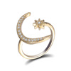 Moon-shaped lamp, ring, creative accessory, wish, European style, 18 carat