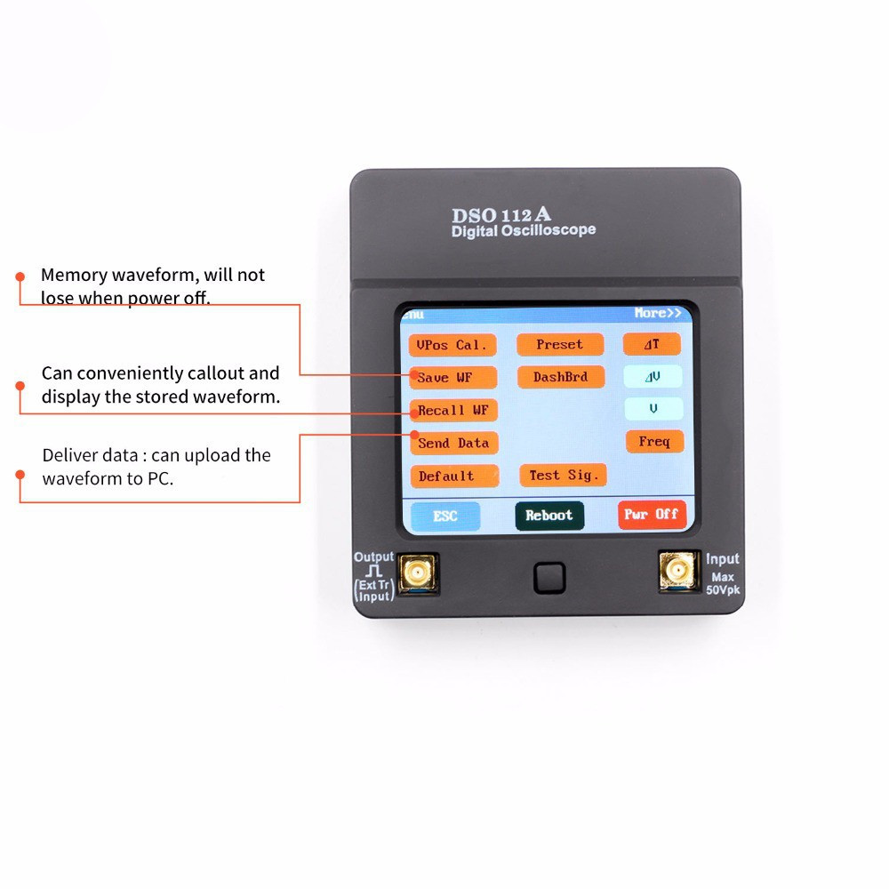 Hight Sensibility Digital Storage Oscilloscope Touch Screen 2MHz 5Msps DSO112A 