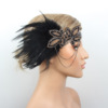 [Innovation] 1920s black feather head jewelry flowing Soviet head with Gatsby Dance banquet feather head jewelry